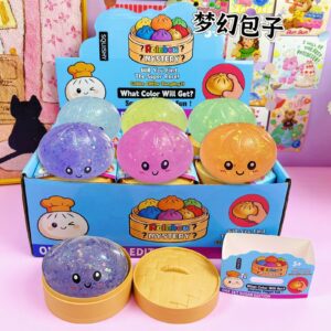 Caja Misteriosa Squishy de Bolitas Brillantes | Juguete Anti Estrés TPR, Ciega Sorpresa Modelo Dim Sum y Halloween